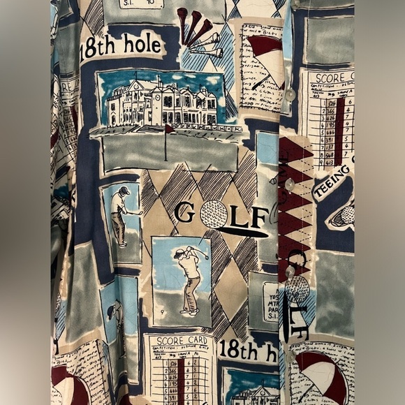 Men's Campia Golf Themed Short Sleeved Button Down Shirt - Picture 2 of 5